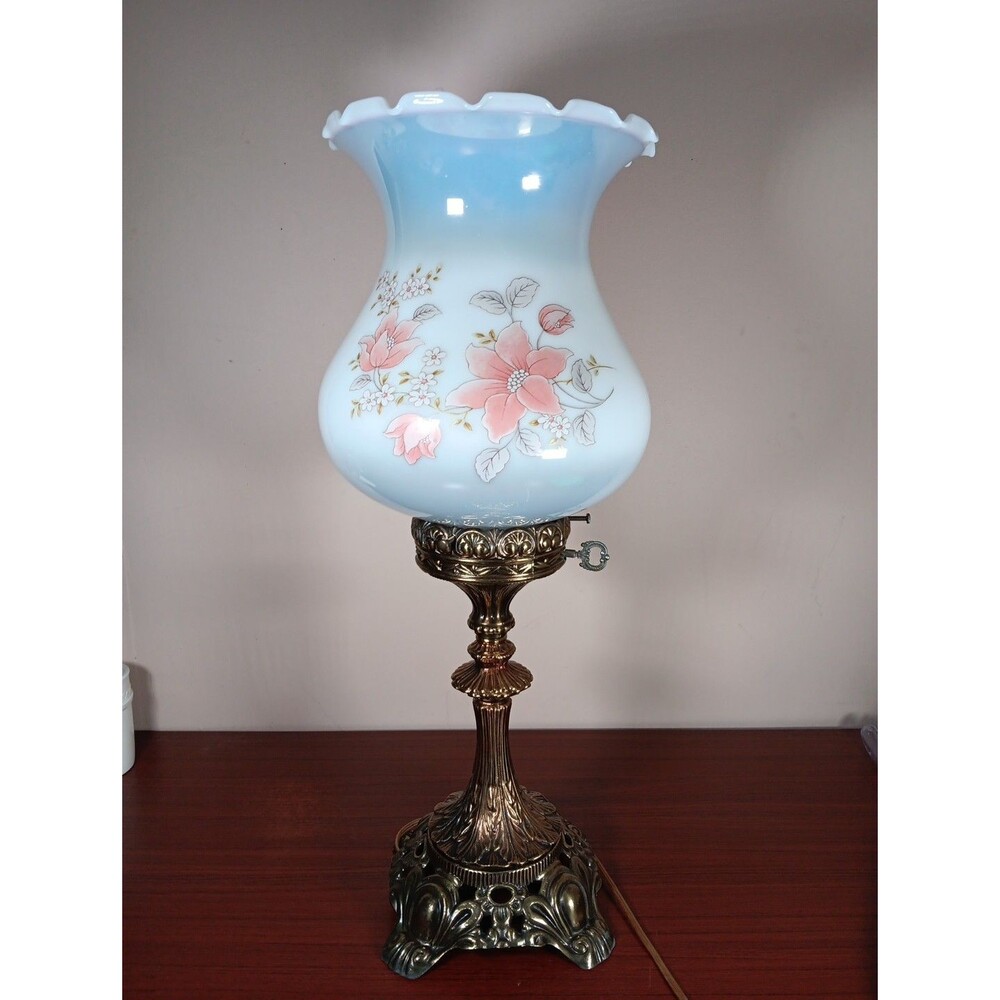 Vintage Gone With The Wind Electric Hurricane Table Lamp Handpainted EUC